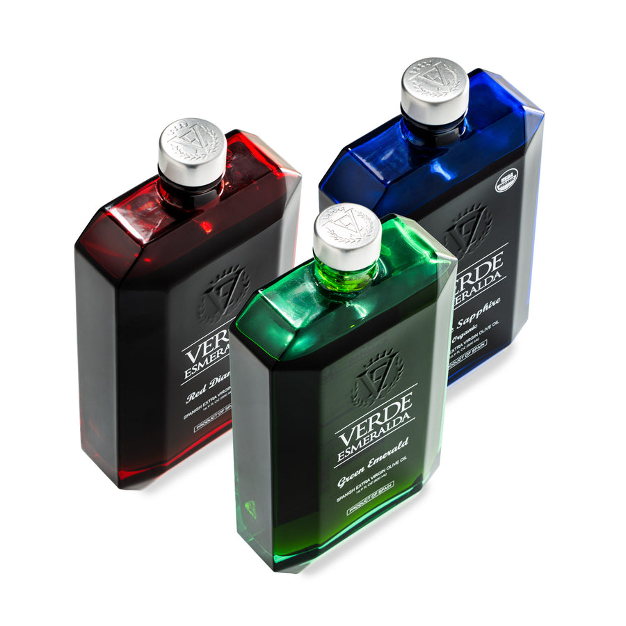 Verde Esmeralda Premium Gift Set - 3 Extra Virgin Olive Oils Picual, Royal & Organic - 500ml