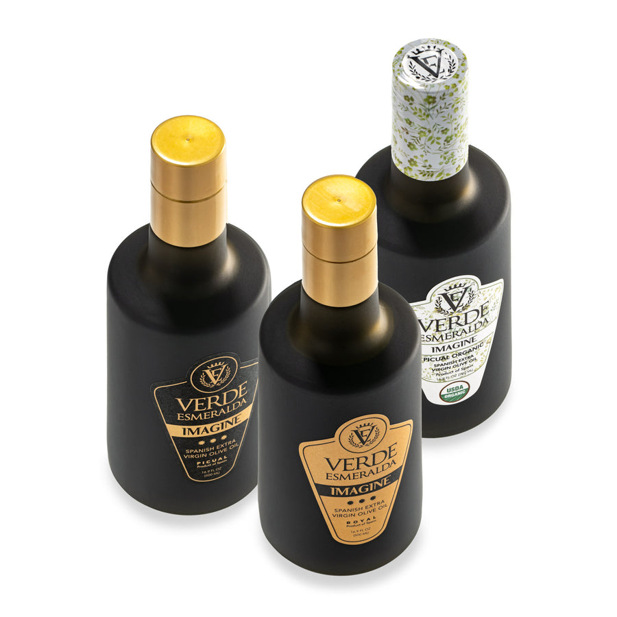 Verde Esmeralda Imagine Gift Set - 3 Extra Virgin Olive Oils Picual, Royal & Organic - 500ml